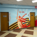 Оформление офиса. Бесшовные текстильные обои "Текстиль Эко". Разработка макета, монтаж без стыков 