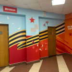 Оформление офиса. Бесшовные текстильные обои "Текстиль Эко". Разработка макета, монтаж без стыков 