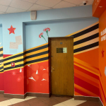 Оформление офиса. Бесшовные текстильные обои "Текстиль Эко". Разработка макета, монтаж без стыков 