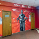 Оформление офиса. Бесшовные текстильные обои "Текстиль Эко". Разработка макета, монтаж без стыков 